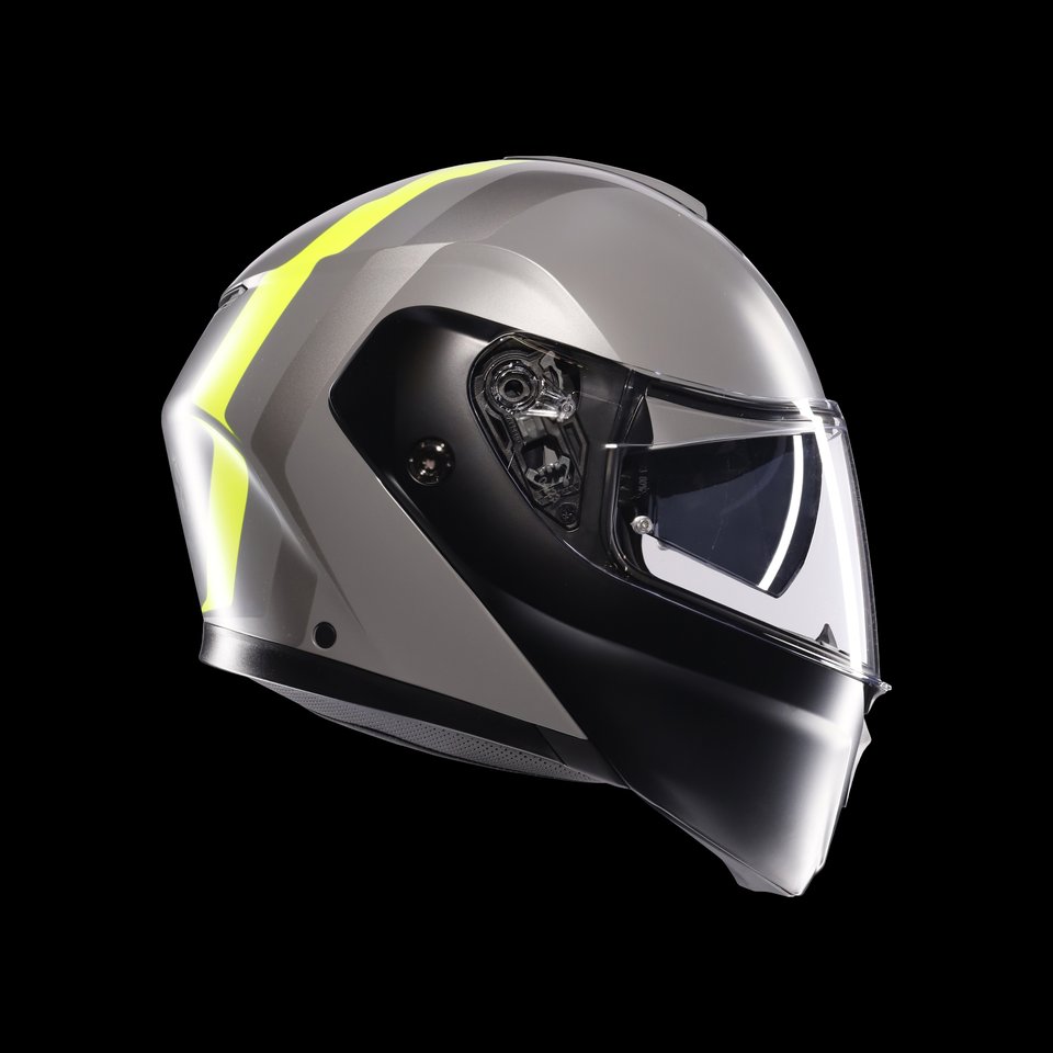 STREETMODULAR RESIA MATT GREY/BLACK/YEL FLUO - MOTORBIKE FLIP UP HELMET E2206