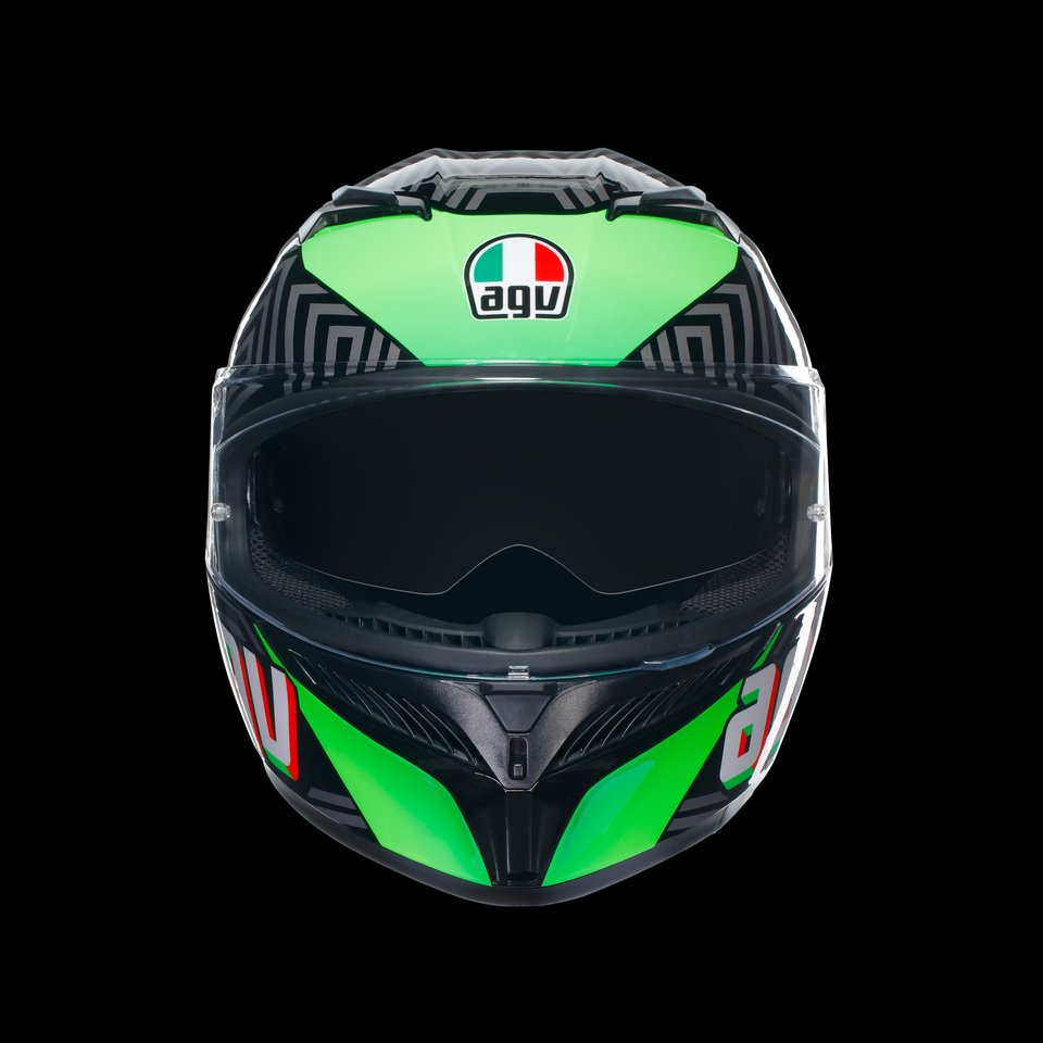 K3 KAMALEON BLACK/RED/GREEN - MOTORBIKE FULL FACE HELMET E2206