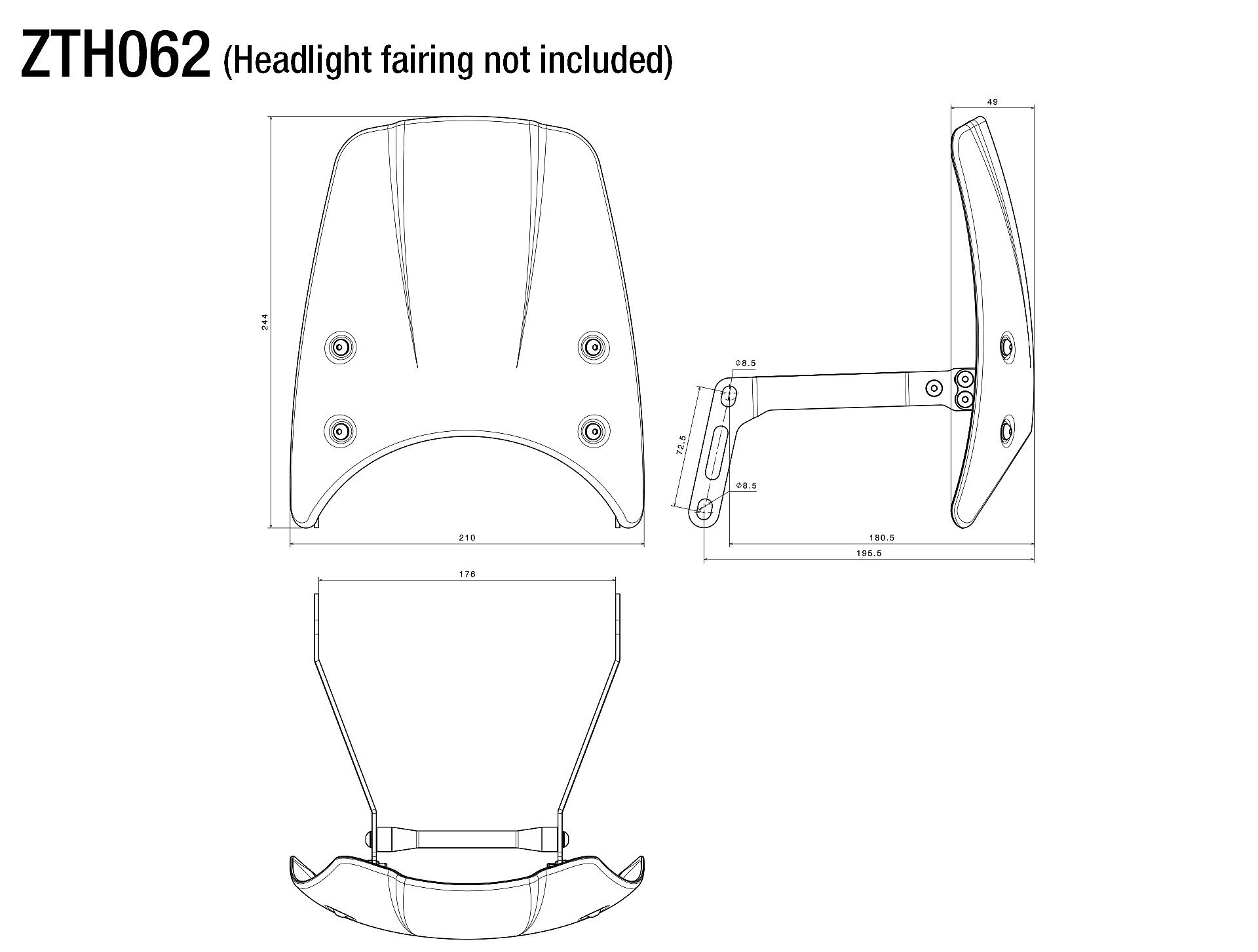 Mounting kit for Headlight fairing