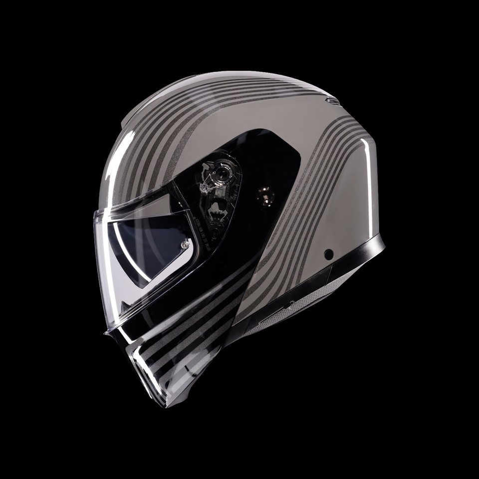 STREETMODULAR ISEO GREY/BLACK - MOTORBIKE FLIP UP HELMET E2206