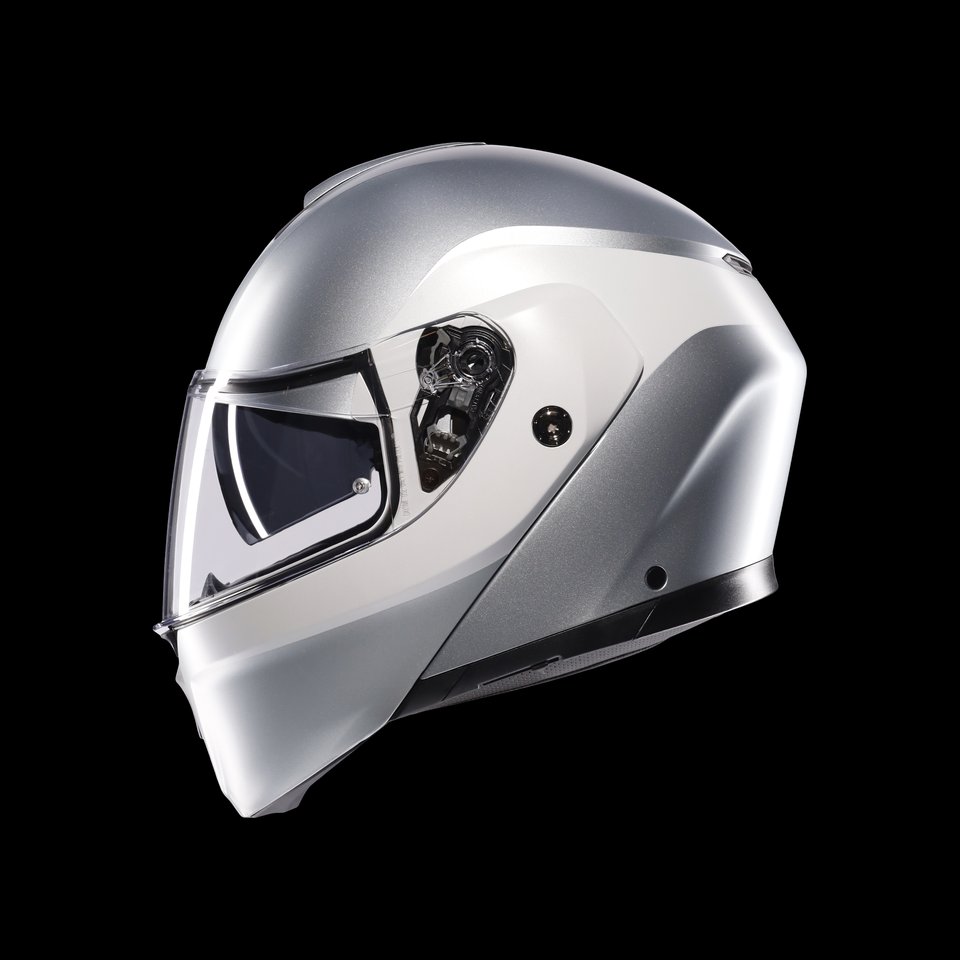 STREETMODULAR LEVICO MATT DOUBLE LIGHT GREY - MOTORBIKE FLIP UP HELMET E2206