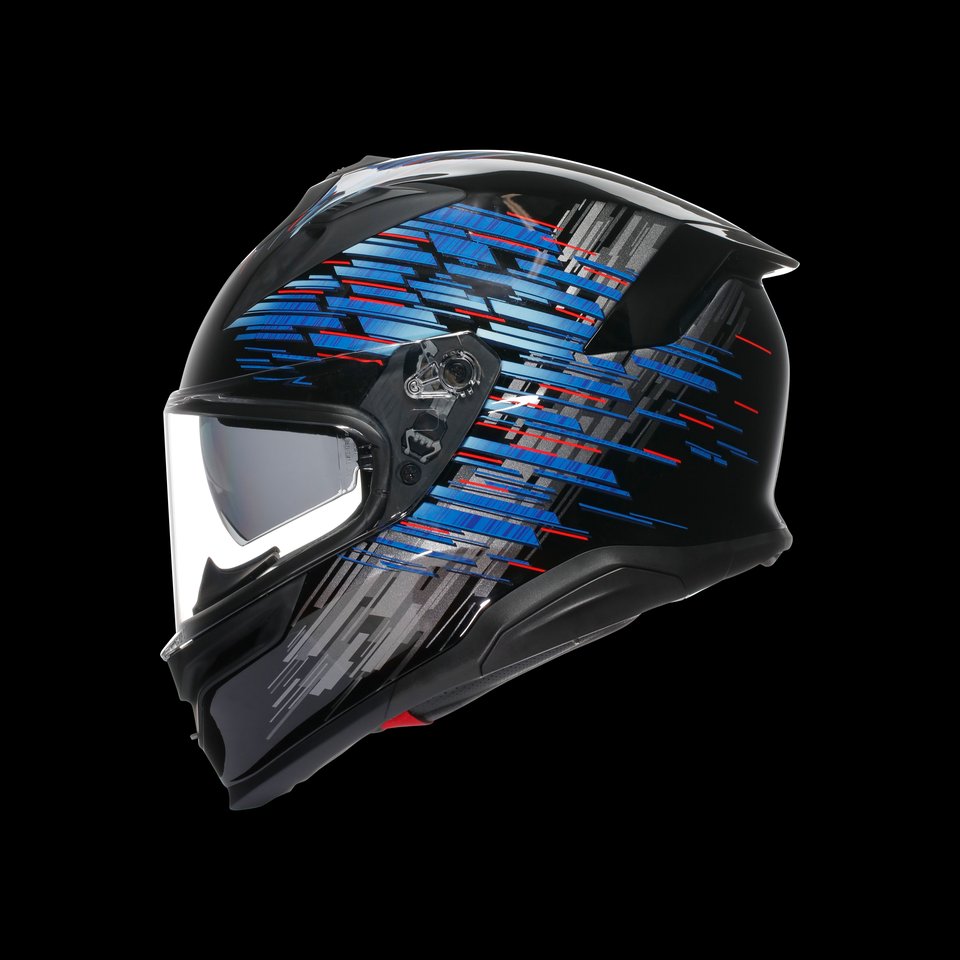 K7 MPLK GENISYS MATT BLACK/BLUE/GREY - MOTORBIKE FULL FACE HELMET E2206