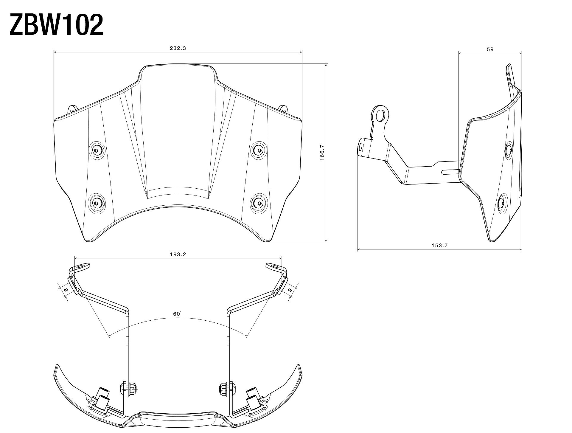 Headlight fairing with Mounting kit
