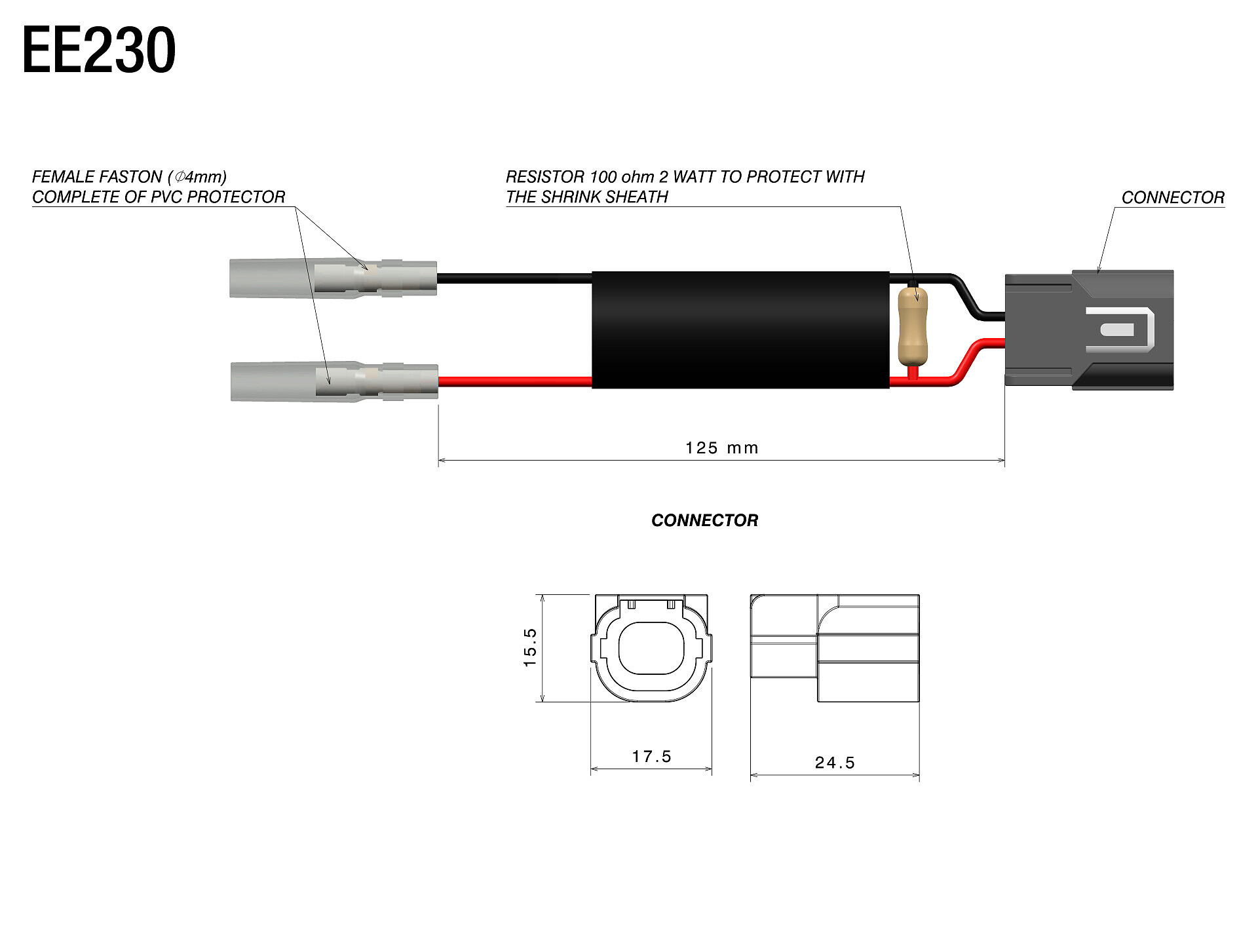 Wiring kit with resistors for Rizoma turn signals