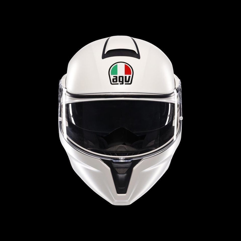 STREETMODULAR MONO MATT BLACK MATERIA WHITE - MOTORBIKE FLIP UP HELMET E2206