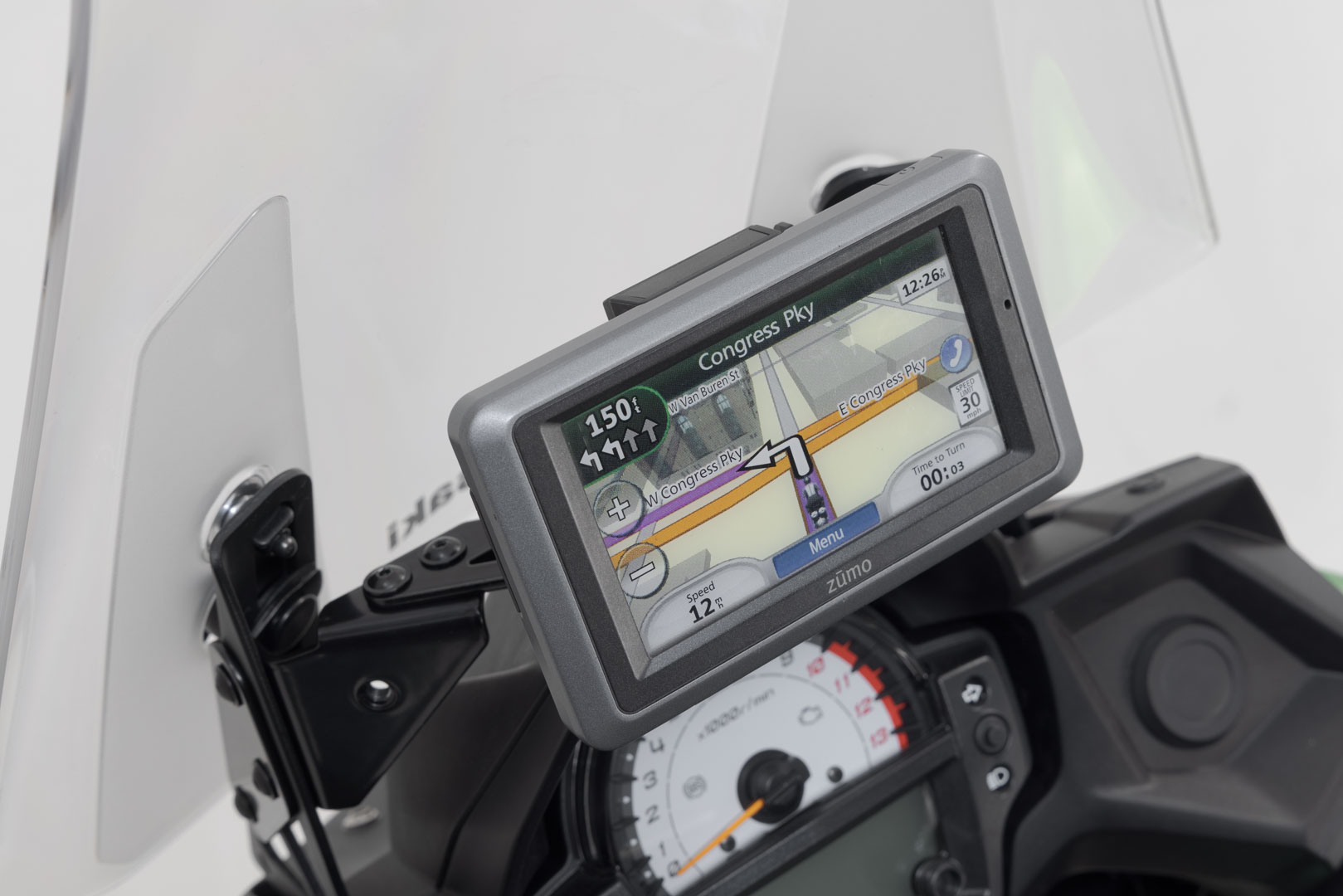 SW-Motech GPS Mount FOR Cockpit Black. Kawasaki Versys 650 (14-21).
