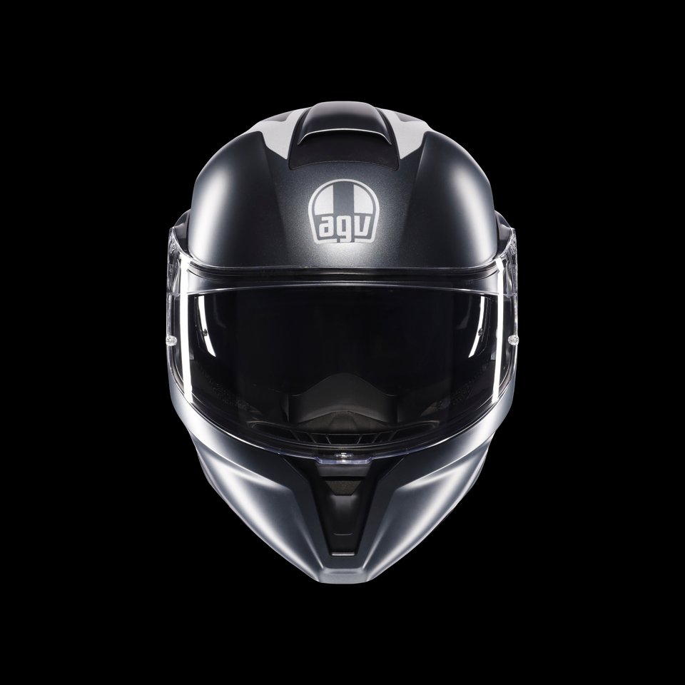 STREETMODULAR RESIA MATT GREY/SILVER/RED - MOTORBIKE FLIP UP HELMET E2206