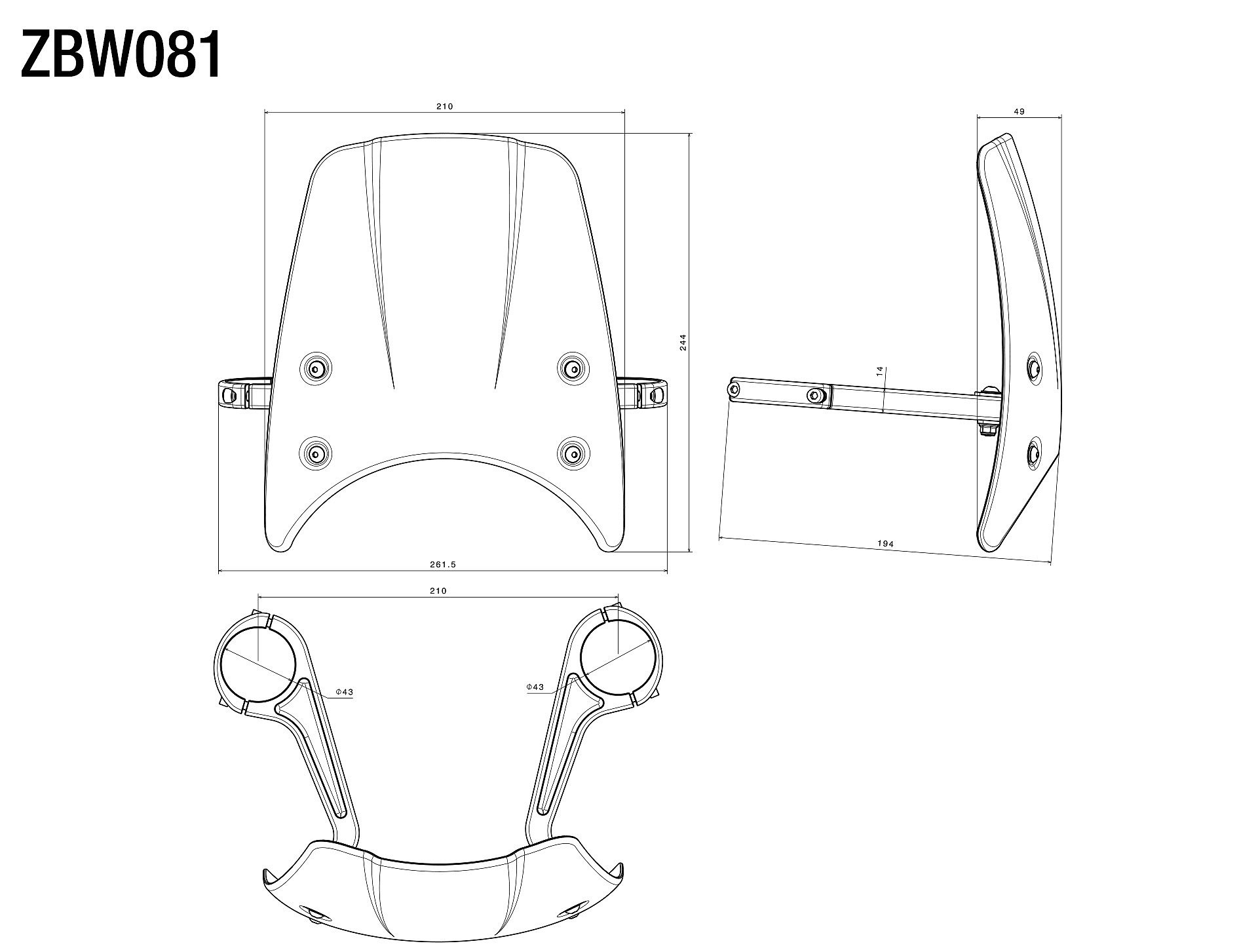 Headlight fairing with Mounting kit