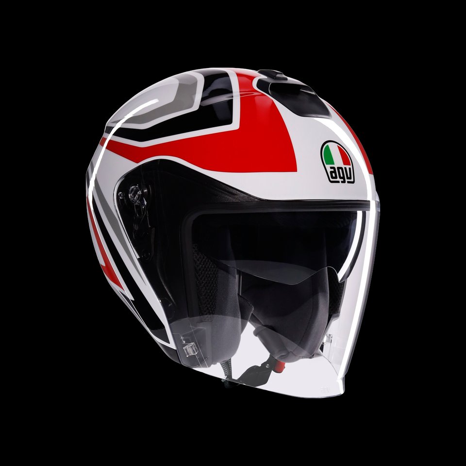 IRIDES TOLOSA BLACK/GREY/RED - MOTORBIKE OPEN FACE HELMET E2206