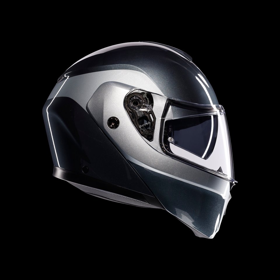 STREETMODULAR LEVICO GREY/SILVER - MOTORBIKE FLIP UP HELMET E2206