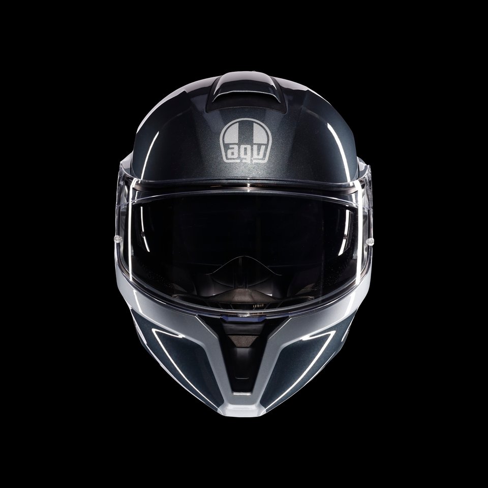 STREETMODULAR LEVICO GREY/SILVER - MOTORBIKE FLIP UP HELMET E2206