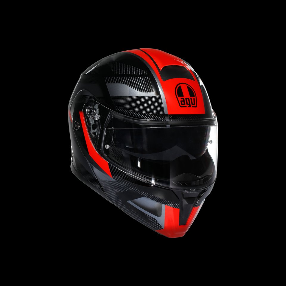 STREETMODULAR LEDRO BLACK/RED - MOTORBIKE FLIP UP HELMET E2206