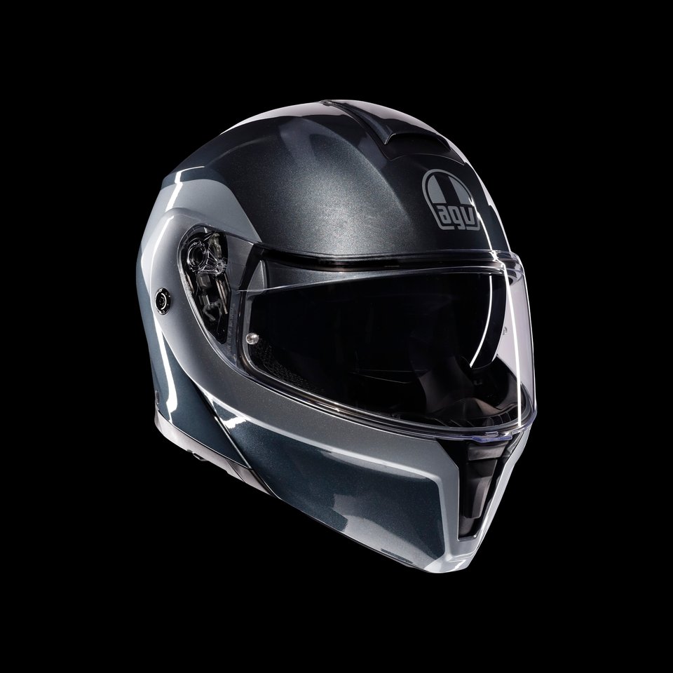 STREETMODULAR LEVICO GREY/SILVER - MOTORBIKE FLIP UP HELMET E2206