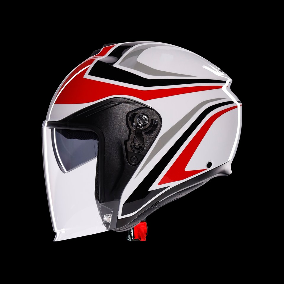IRIDES TOLOSA BLACK/GREY/RED - MOTORBIKE OPEN FACE HELMET E2206