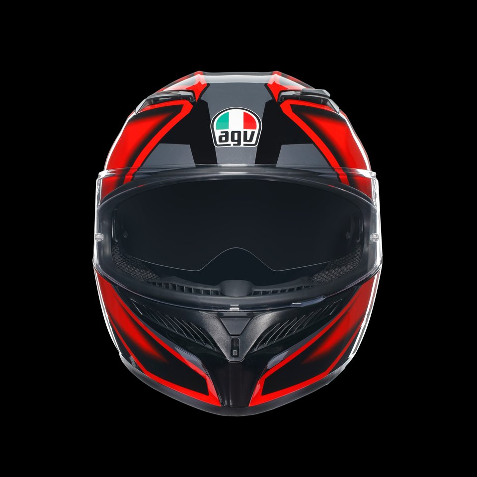 K3 COMPOUND BLACK/RED - MOTORBIKE FULL FACE HELMET E2206
