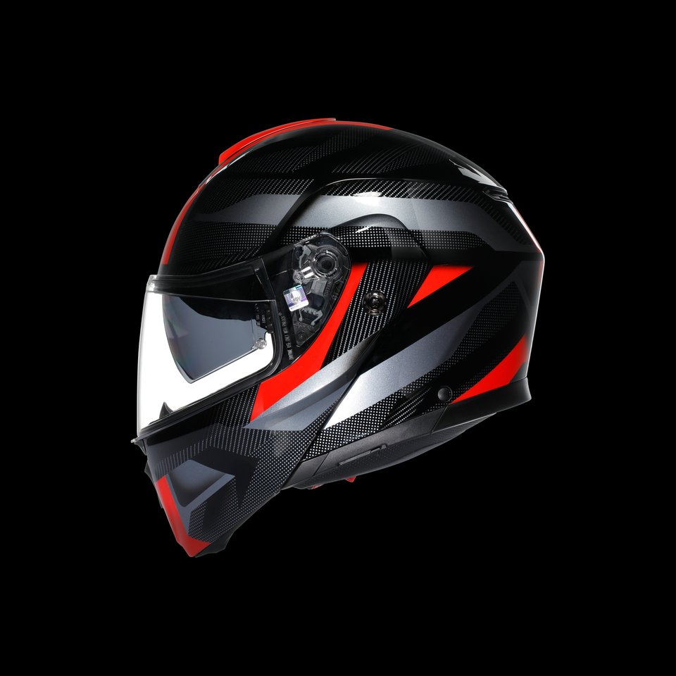 STREETMODULAR LEDRO BLACK/RED - MOTORBIKE FLIP UP HELMET E2206