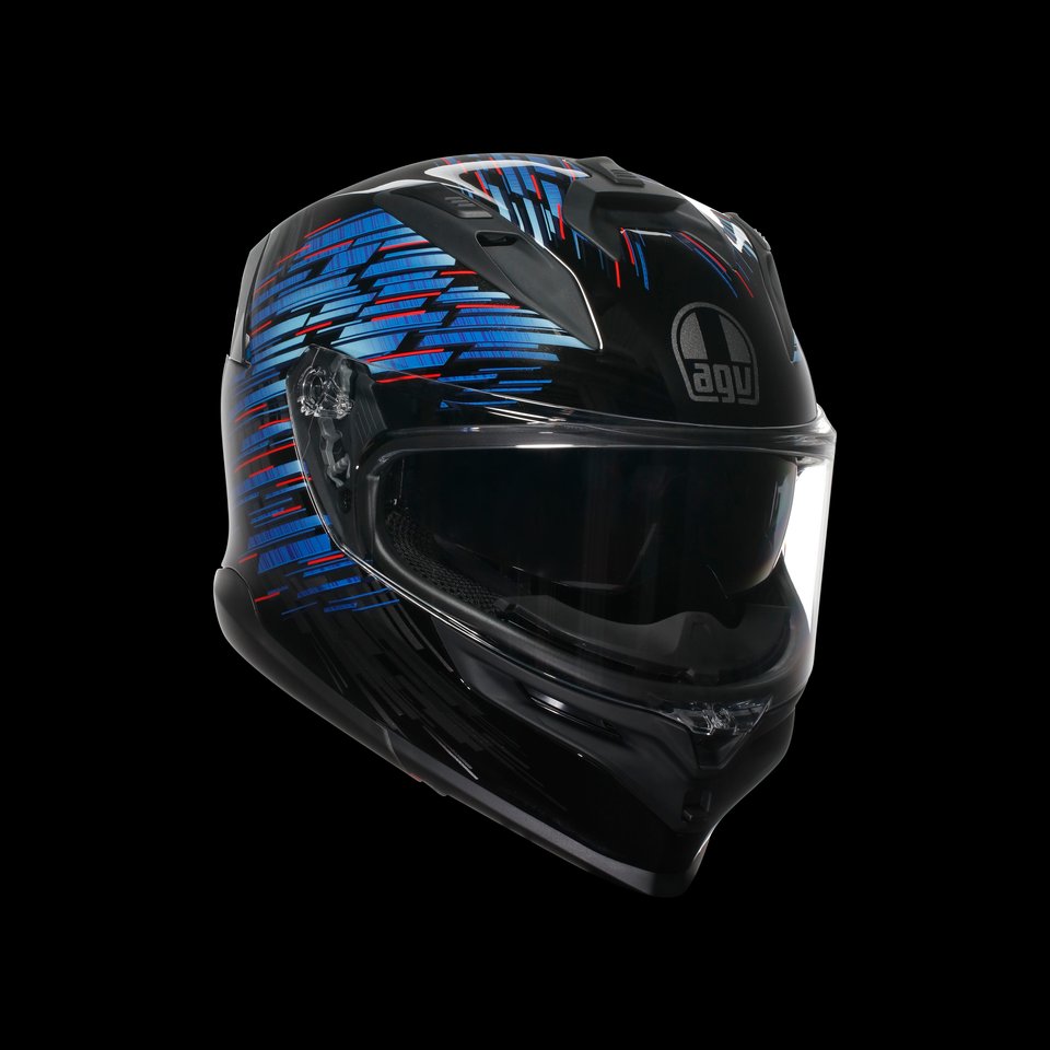 K7 MPLK GENISYS MATT BLACK/BLUE/GREY - MOTORBIKE FULL FACE HELMET E2206