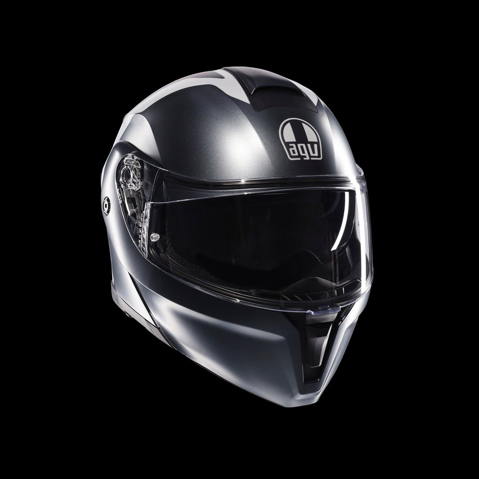 STREETMODULAR RESIA MATT GREY/SILVER/RED - MOTORBIKE FLIP UP HELMET E2206