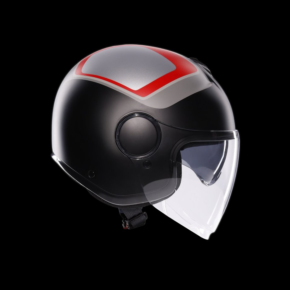 ETERES SCAGLIERI MATT GREY/RED - MOTORBIKE OPEN FACE HELMET E2206