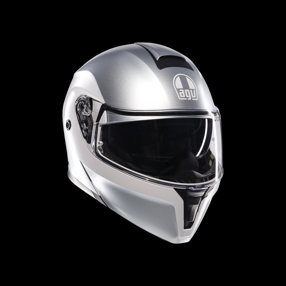 STREETMODULAR LEVICO MATT DOUBLE LIGHT GREY - MOTORBIKE FLIP UP HELMET E2206